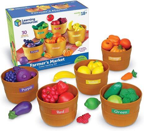 Learning Resources Farmer's Market Color Sorting Set - 30 Pieces, Ages 18+ months Pretend Play Toys for Toddlers, Play Food for Toddlers, Play Kitchen for Toddlers 