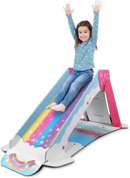 Pop2Play Kids Slide Indoor Playground for Toddlers – StrongFold Technology Cardboard Toddler Slide (Rainbow)