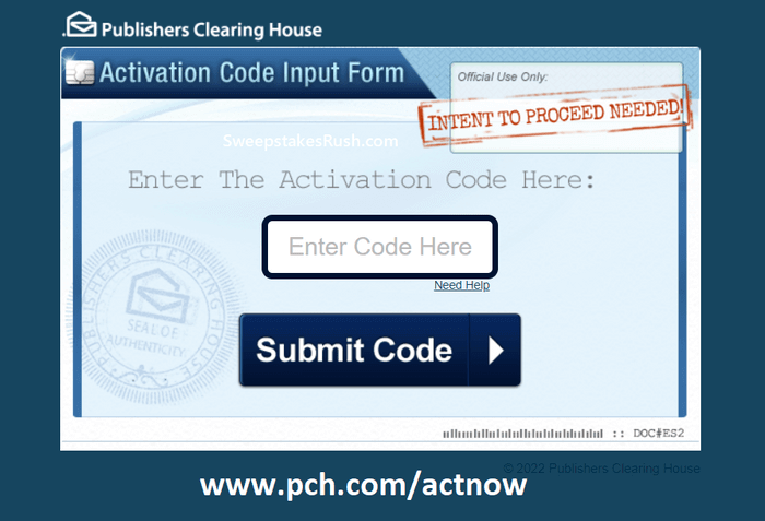 www.pch.com/actnow 2024 or www.pch.com/final Activation code 2024