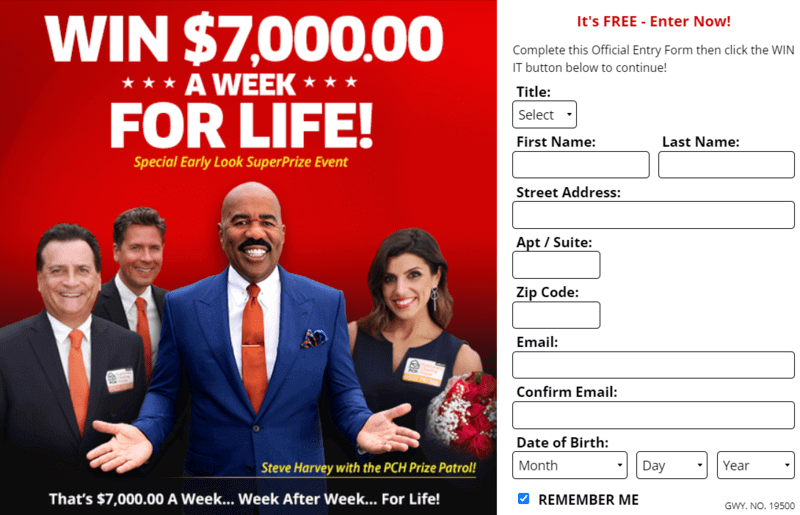 PCH $7,000 A Week For Life 2022 Sweepstakes