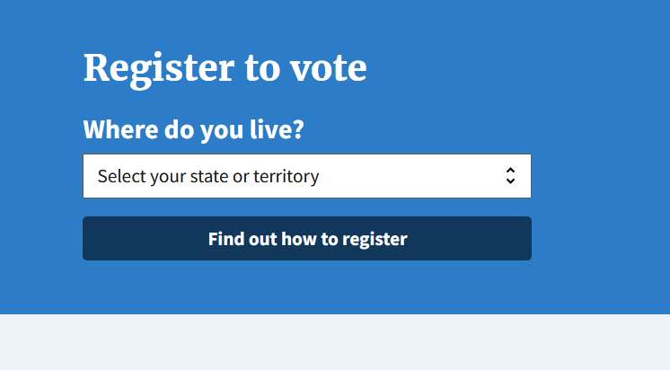 register to vote - select your state or territory