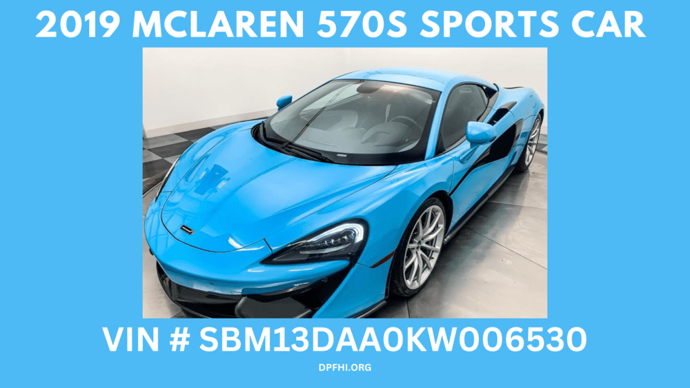 VIN # SBM13DAA0KW006530 2019 McLaren 570S sports car