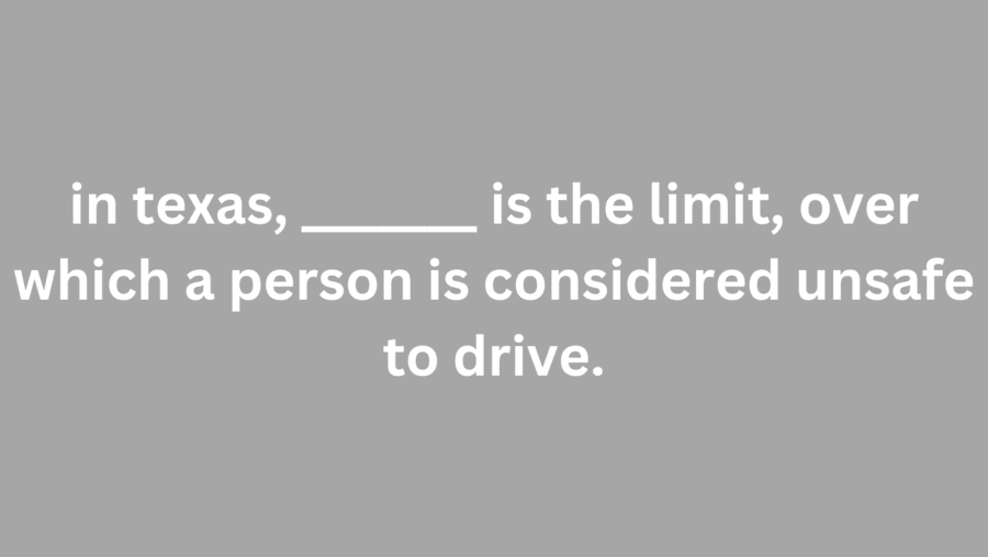 in texas, _______ is the limit, over which a person is considered unsafe to drive.